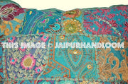 Decorative Throw Pillow Covers 24" Indian Style Green Floor Cushions-Jaipur Handloom