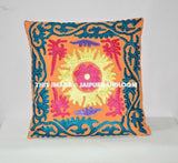 Decorative Throw Pillow, Suzani Pillow, Floral Embroidery, Accent Pillowcase, Indian Ethnic Cushion Cover, suzani pillowcase, cushion cover-Jaipur Handloom