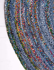 jaipurhandloom Braided denim Chindi Collection Casual Modern Blue Dark Blue Round Rug 