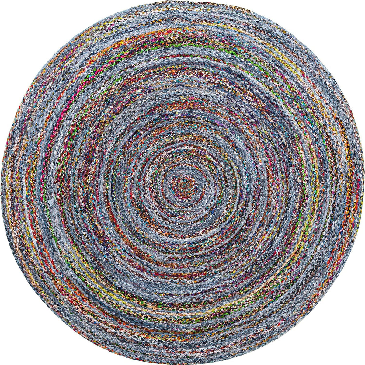 jaipurhandloom Braided denim Chindi Collection Casual Modern Blue Dark Blue Round Rug 