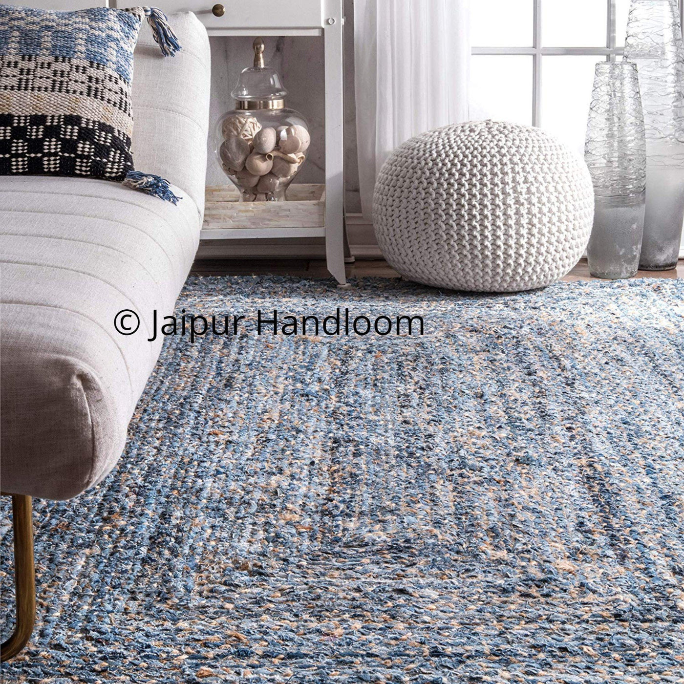 Hand Braided Cotton Rugs Indian Bohemian Living Room Floor Mat 2X10 feet-Jaipur Handloom