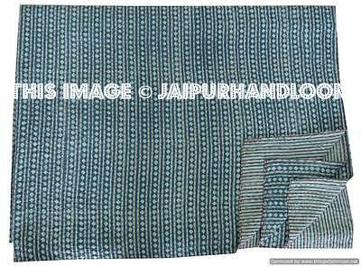 Diamond Hand Block Kantha Quilt Cotton Indian Kantha Blanket