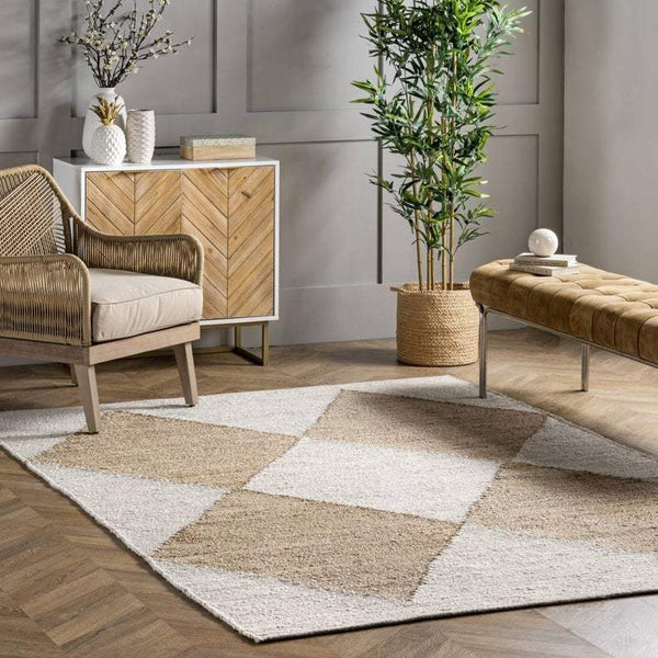 Diamond Pattern Handwoven Living Room Floor Carpet Soft Area Rugs