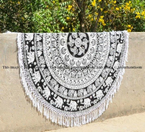 Ditya Round Beach Towel-Jaipur Handloom