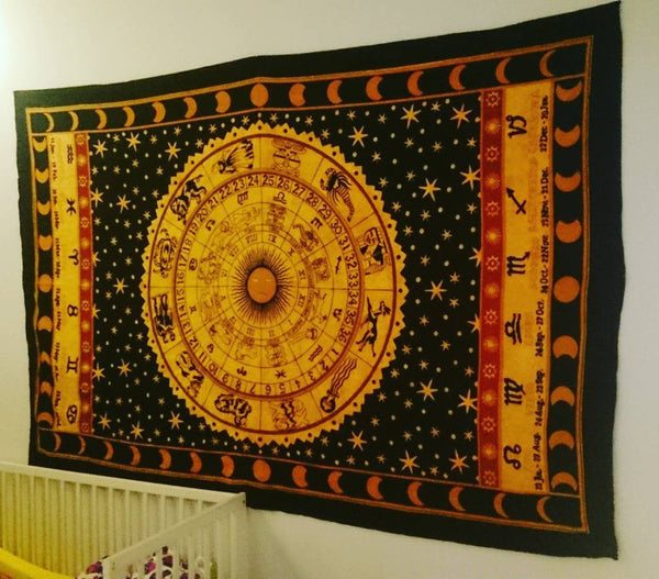 Dorm room Tapestries Zodiac Tapestry Hippie tapestries wall tapestry-Jaipur Handloom