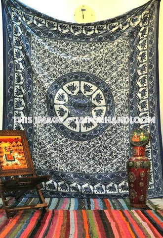 Elephant Mandala Bed cover hippie dorm room bedding cotton beach throw-Jaipur Handloom
