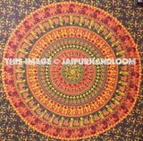 Elephant Mandala Tapestry Cotton Indian Bed sheet Sofa Couch Throw-Jaipur Handloom