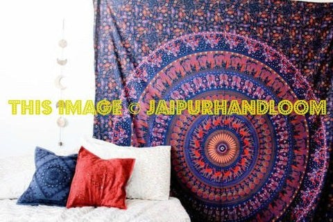Elephant Mandala Throw Wall Hanging Bedspread Tapestry Wall Decor-Jaipur Handloom