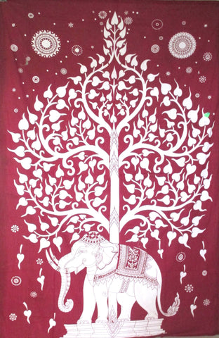 Elephant Tree Tapestry Tree of life Elephant Tapestry Dorm Tapestries-Jaipur Handloom