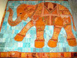 Elephants baby nursery quilt bohemian patchwork applique indian bed cover-Jaipur Handloom