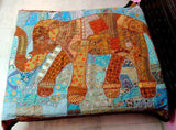 Elephants baby nursery quilt bohemian patchwork applique indian bed cover-Jaipur Handloom
