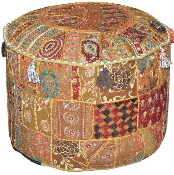 Embroidered Pouffe stool chair bench foot stool
