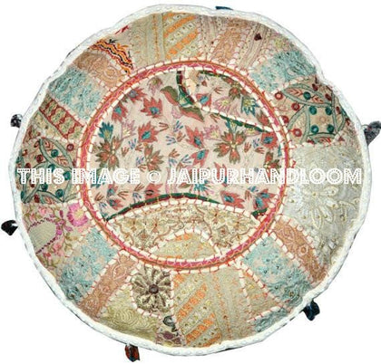 Embroidered pouf Pouffe-Jaipur Handloom