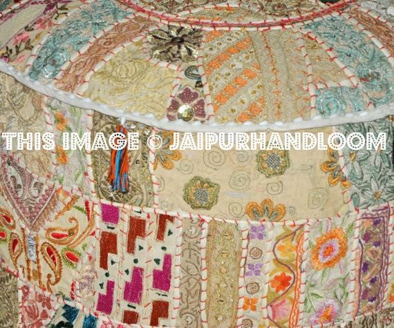 Embroidered pouf Pouffe-Jaipur Handloom