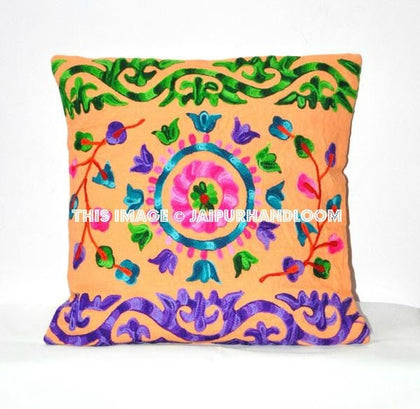 Ethnic Pillow,Suzani Pillow Cover, Suzani Throw Pillow, Decorative Pillow, Indian Pillow Cover, Pillowcase, Cushion Cover, Floor Pillow-Jaipur Handloom