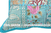 Extra Large Blue Patchwork Floor Cushions Indian Handmade sofa pillows-Jaipur Handloom