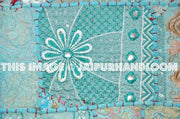Extra Large Blue Patchwork Floor Cushions Indian Handmade sofa pillows-Jaipur Handloom