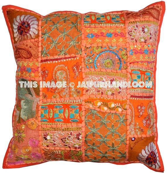 Extra Large Bohemian Floor Cushions in Square Shape Boho Toss Pillows-Jaipur Handloom