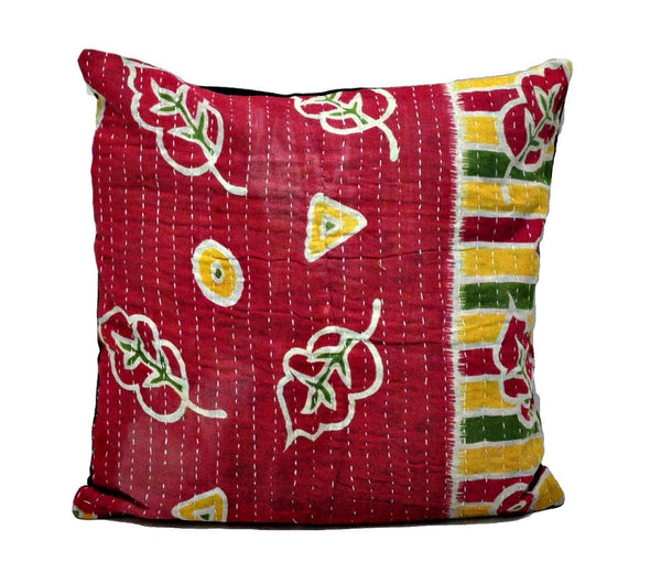 Extra Large Cotton Kantha Throw Pillow Cover - NS1-Jaipur Handloom