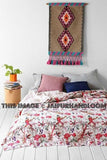 Floral Quilt Kantha Quilt Queen Bed Cover India Bedding Bohemian Bedspread White-Jaipur Handloom