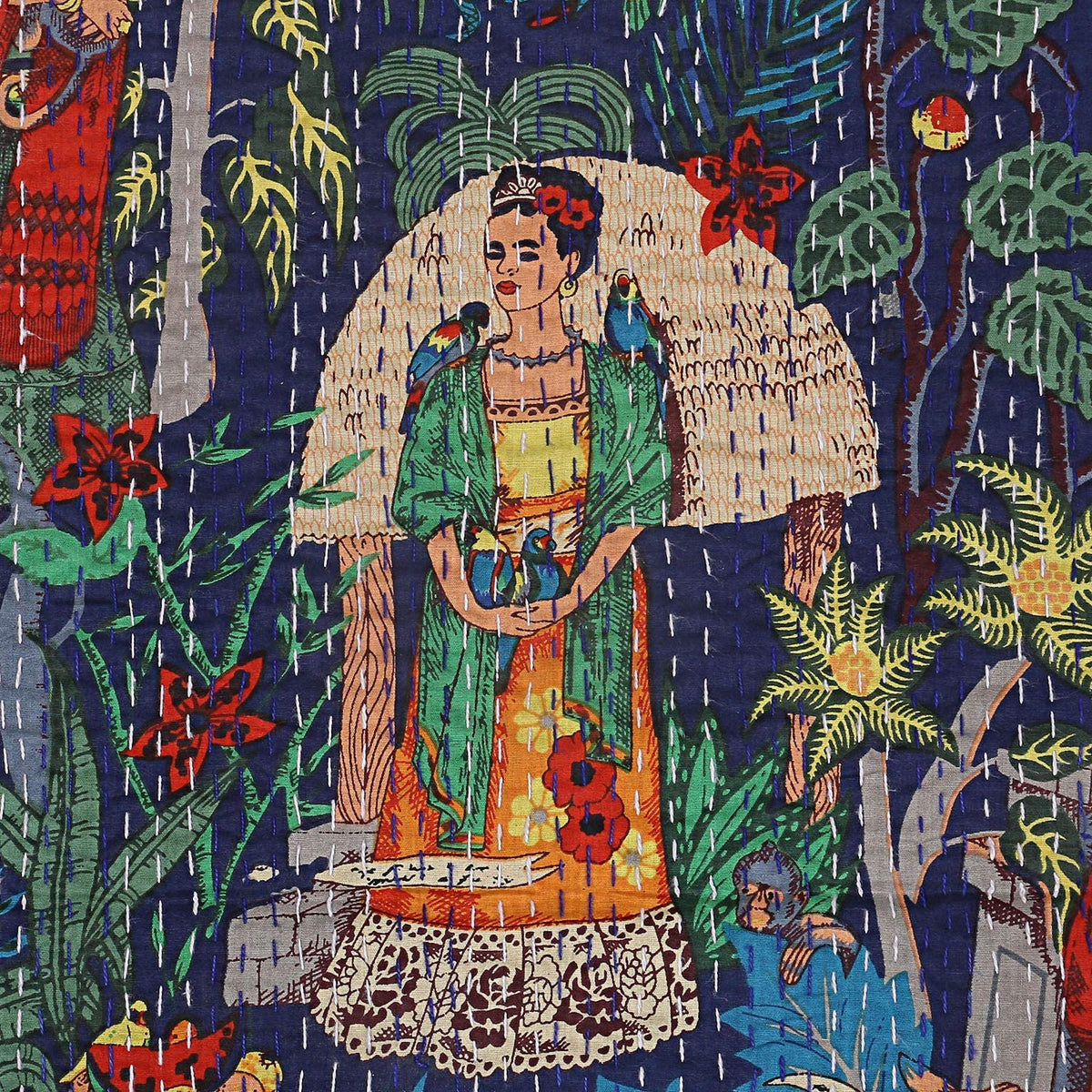 hand-stitched kantha blanket throw