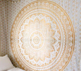 Golden Ombre Tapestry Ombre Bedding Mandala Tapestry Queen Wall Hanging-Jaipur Handloom