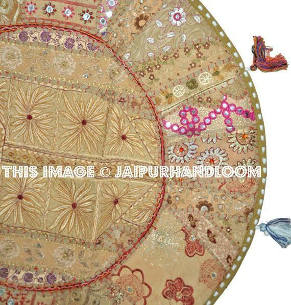 Gorgeous 32" Big Round Floor Cushion Bohemian floor round pillow outdoor seating
