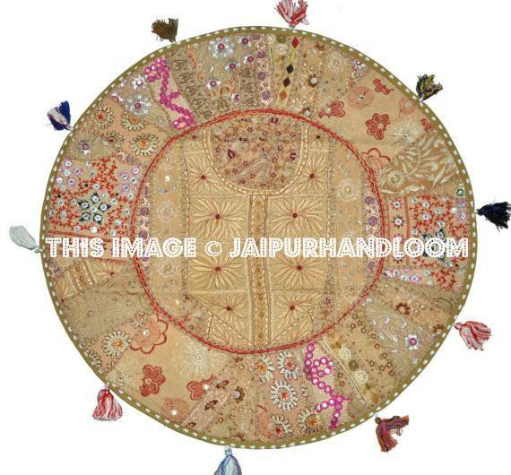 Gorgeous 32" Big Round Floor Cushion Bohemian floor round pillow outdoor seating