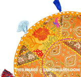 Gorgeous 32" Big Round Floor Cushion floor round pillow seating Bohemian Patchwork ottoman pouf Vintage Indian Foot Stool Bean Bag-Jaipur Handloom