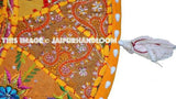 Gorgeous 32" Big Round Floor Cushion floor round pillow seating Bohemian Patchwork ottoman pouf Vintage Indian Foot Stool Bean Bag-Jaipur Handloom