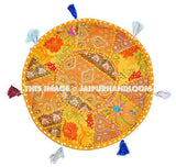 Gorgeous 32" Big Round Floor Cushion floor round pillow seating Bohemian Patchwork ottoman pouf Vintage Indian Foot Stool Bean Bag-Jaipur Handloom