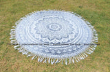 Gray Table Linens - Buy Indian Table Linens Round Beach Throw Blanket-Jaipur Handloom