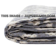 Gray ikat bedspread Queen ikat quilt throw bed cover-Jaipur Handloom