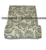 Gray paisley Kantha Quilt Kantha Blanket Bedspread Throw