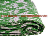 Green Ikat Quilt, Kantha Quilt, Kantha Bedspread, Kantha Throw, Ikat Bedspread, Twin Kantha Bed Cover, Twin Coverlet, Ikat Bed Cover Bedding-Jaipur Handloom
