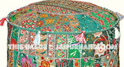 Green Pouf Ottoman-Jaipur Handloom