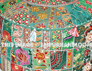 Green Pouf Ottoman-Jaipur Handloom