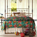 Green Queen Kantha Quilt Floral Kantha Bedspread White Quilt Queen Indina Bedding New-Jaipur Handloom