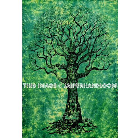 Green Tree Of Life Tapestry Wall Hanging psychedelic wall decor Art poster-Jaipur Handloom