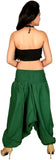 Green Women Cotton Solid Harem Pants Yoga Dance Genie Trouser
