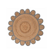 Grey Round scallop rug, round scalloped jute rug, round jute rug