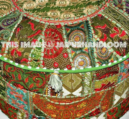 Gypsy Bohemian Pouf Ottoman seating chair bench foot stool-Jaipur Handloom