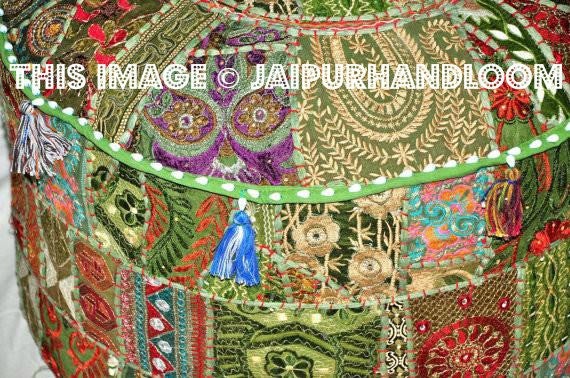 Gypsy Bohemian Pouf Ottoman seating chair bench foot stool-Jaipur Handloom