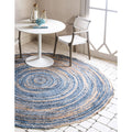 Hand-Braided Comfy Denim Jute 6 Feet Round Rugs for Living Room & Bedroom | Jaipur Handloom
