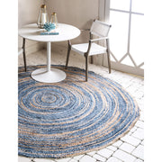 Hand-Braided Comfy Denim Jute 6 Feet Round Rugs for Living Room & Bedroom | Jaipur Handloom
