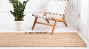 Jute Braided Floor Rugs Nature Jute Area Rug Rag Meditation Yoga Mat 2X8 feet-Jaipur Handloom