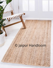 Jute Braided Floor Rugs Nature Jute Area Rug Rag Meditation Yoga Mat 2X8 feet-Jaipur Handloom
