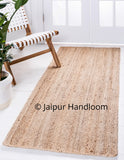 Jute Braided Floor Rugs Nature Jute Area Rug Rag Meditation Yoga Mat 2X8 feet-Jaipur Handloom