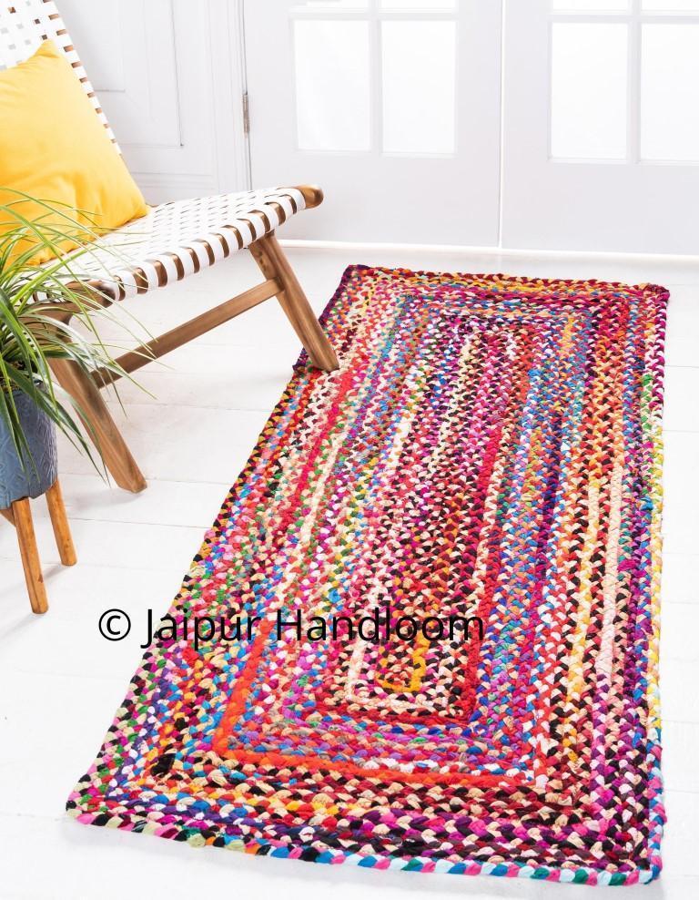 Hand-Braided Meditation Mat Beach Mat, Bohemian Chindi Area Rug Carpet