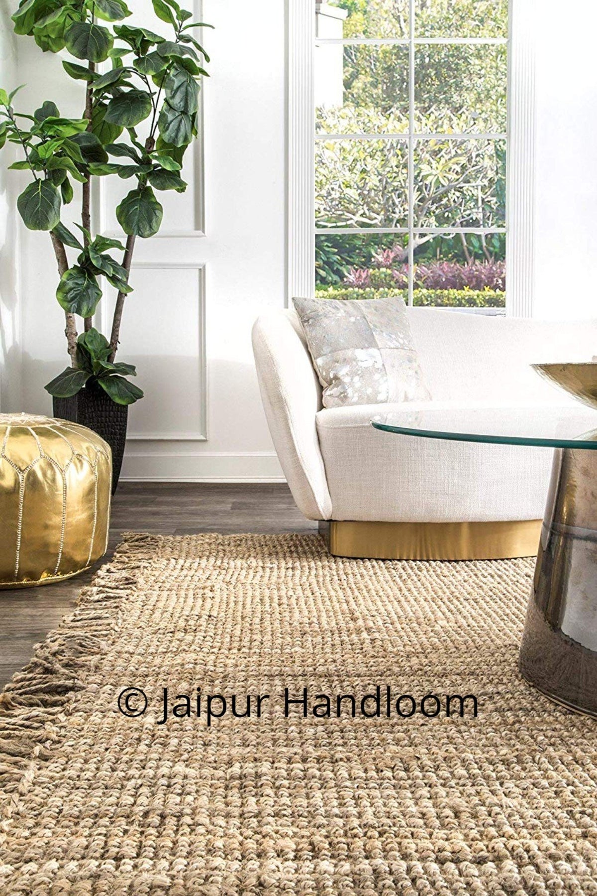 Indian Braided Natural Jute Area Carpet Floor Mat Rag Rugs 2X6 ft-Jaipur Handloom